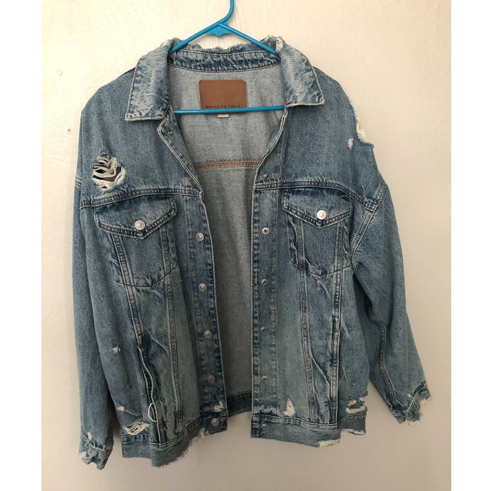 American Eagle Oversized Distressed Jean Jacket